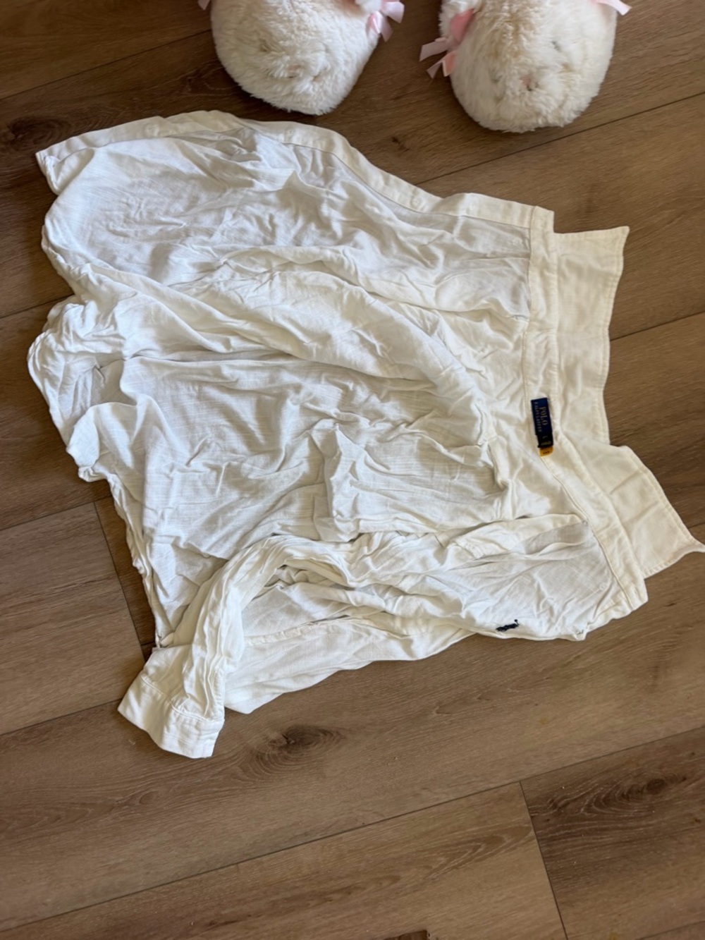 Ralph Lauren White Cotton Gathered Mini Skirt